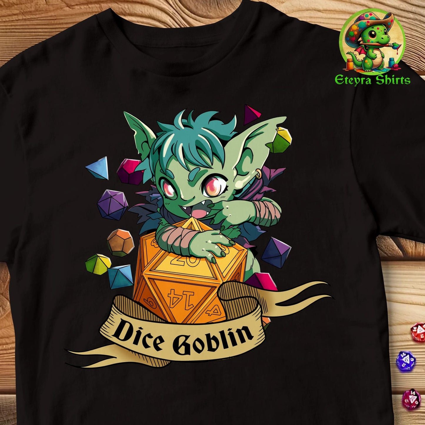 Dice Goblin T-Shirt | Cute D&D Dice Collector Parody | Perfect Gift For DnD Lovers