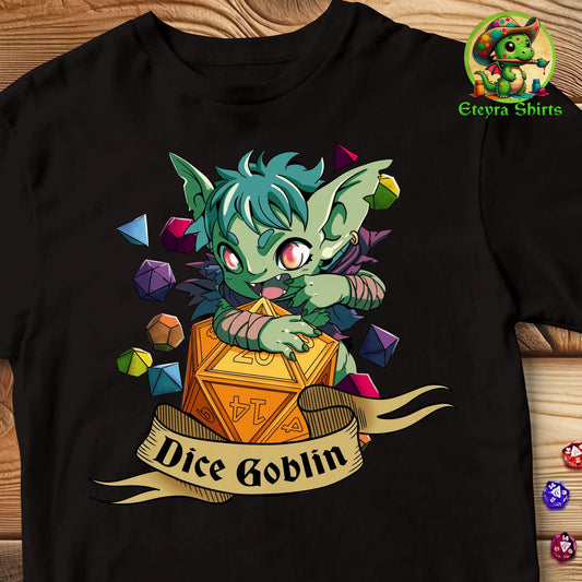 Dice Goblin T-Shirt | Cute D&D Dice Collector Parody | Perfect Gift For DnD Lovers