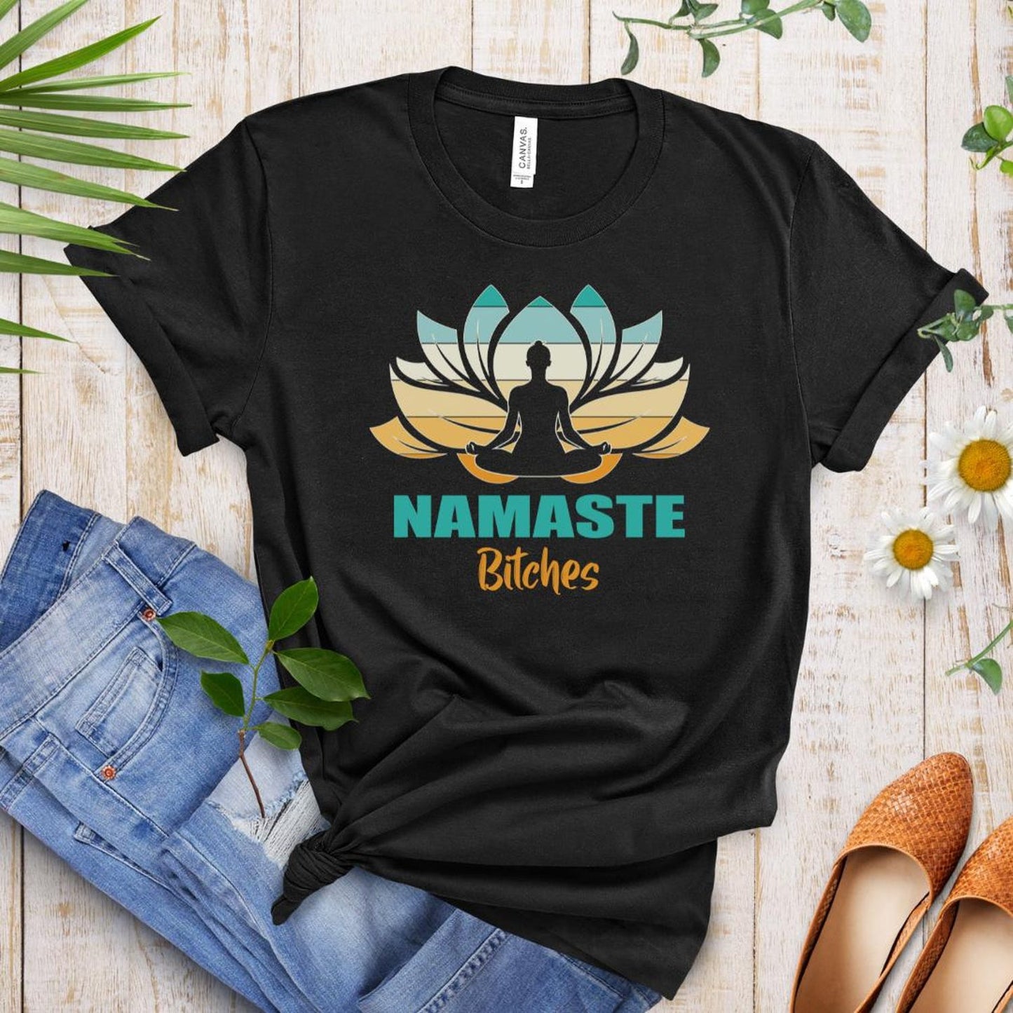 Namaste Bitches Unisex Jersey Short Sleeve Tee: Funny Yoga Sassy Yogi Gift Tee