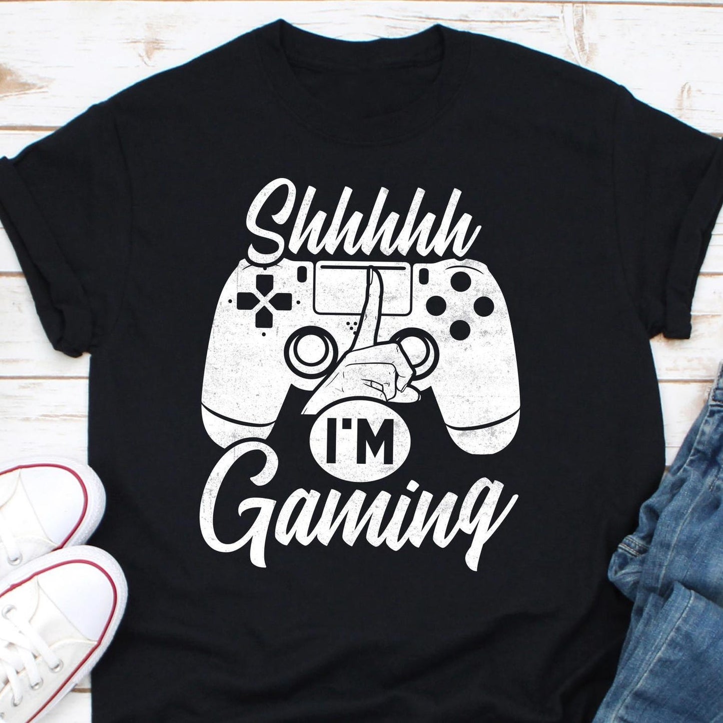 Shhh I'm Gaming T-Shirt | Funny Gamer Tee | Video Game Shirt For Gamers