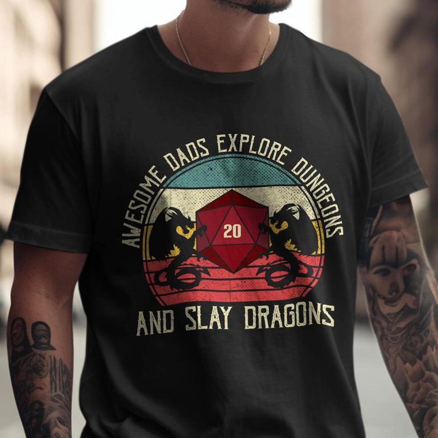 Dungeons Tabletop RPG Dragons DND Gamer T-Shirt | Funny Father's Day Gift | Dad Joke Charisma Check Tee