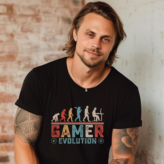 Gamer Evolution Tee, Retro Gamer Shirt, Father's Day Gift, Funny Gaming Tee, Gifts for Him, Gift for brother, Video Games Shirt, Funny Tee