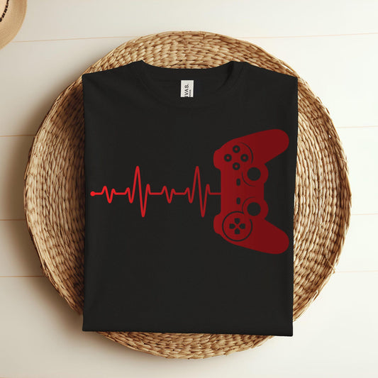Heartbeat Pulse Gamers T-Shirt | Funny Video Gaming Shirt | Boys Men Kids Gift
