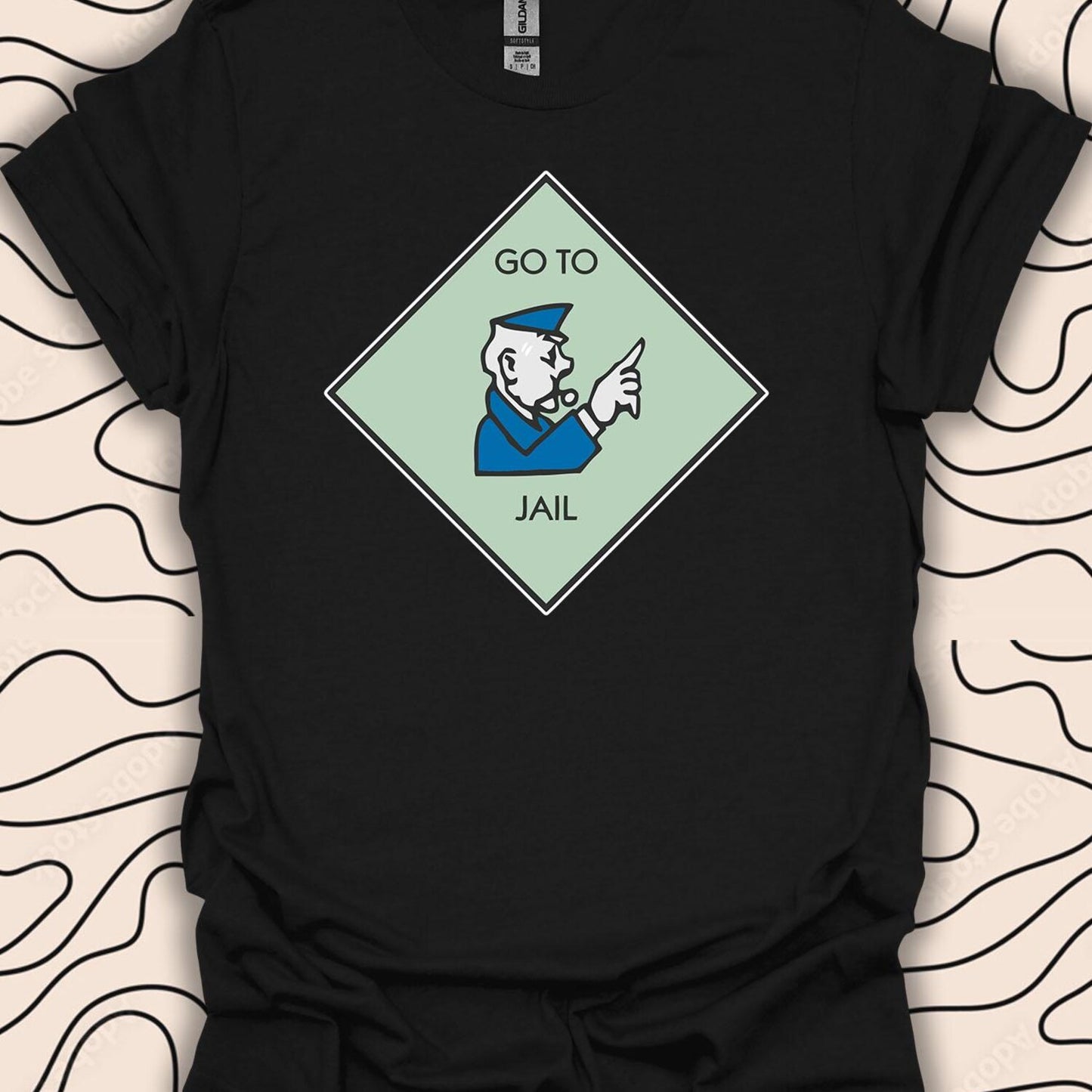 Go To Jail T-Shirt | Funny Monopoly Shirt | Retro Game Parody Tee