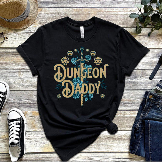 Dungeon Daddy Shirt, Funny Gamer Dad Gift, Dungeon Master TShirt, Retro DnD tee, 20 Sided Dice, Dungeons and Dragons T-Shirt, Gift for nerd