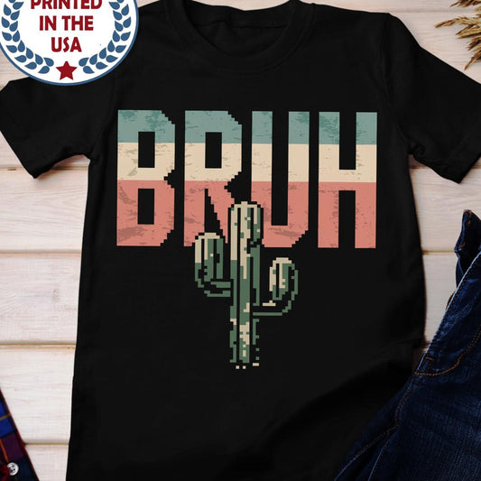 Pixel Art Cactus Gamer T-Shirt | Funny 80s Retro Gaming Dad Tee | Unisex Shirt