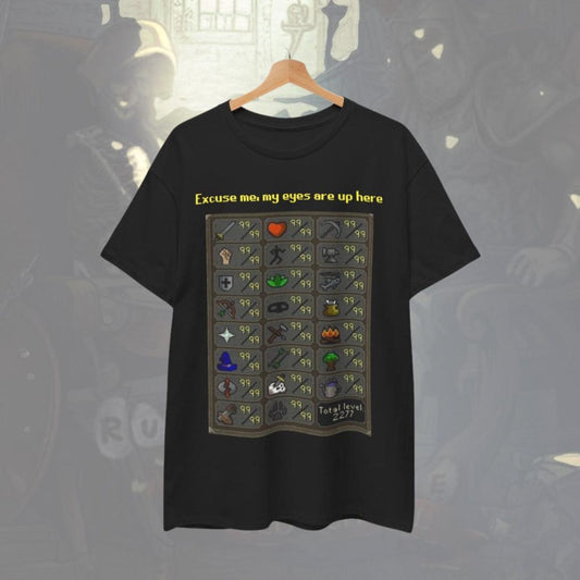 Funny Oldschool Runescape T-Shirt, Unisex Tee, Eyes Up Here Shirt, Gamer Gift, Gaming Apparel