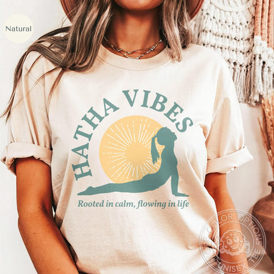 Hatha Yoga Slogan Shirt: Comfy Wellness Fitness T-Shirt for Hatha Yoga Enthusiasts