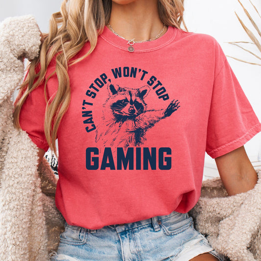 Raccoon Gaming T-Shirt | Comfort Colors Tee | Funny Gamer Gift