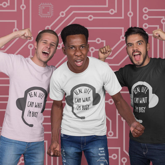Funny Gamer T-Shirt: Real Life Can Wait, Gaming Tee
