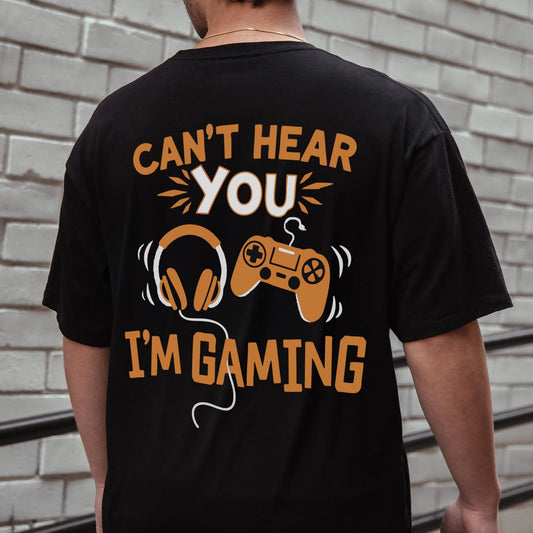 Gamer Funny Shirt, Youth gamer Tshirt, Back Print Can’t Hear You I’m Gaming Funny Gamer Gifts for Him,Video Game Lover Gaming Tee Cool Gamer
