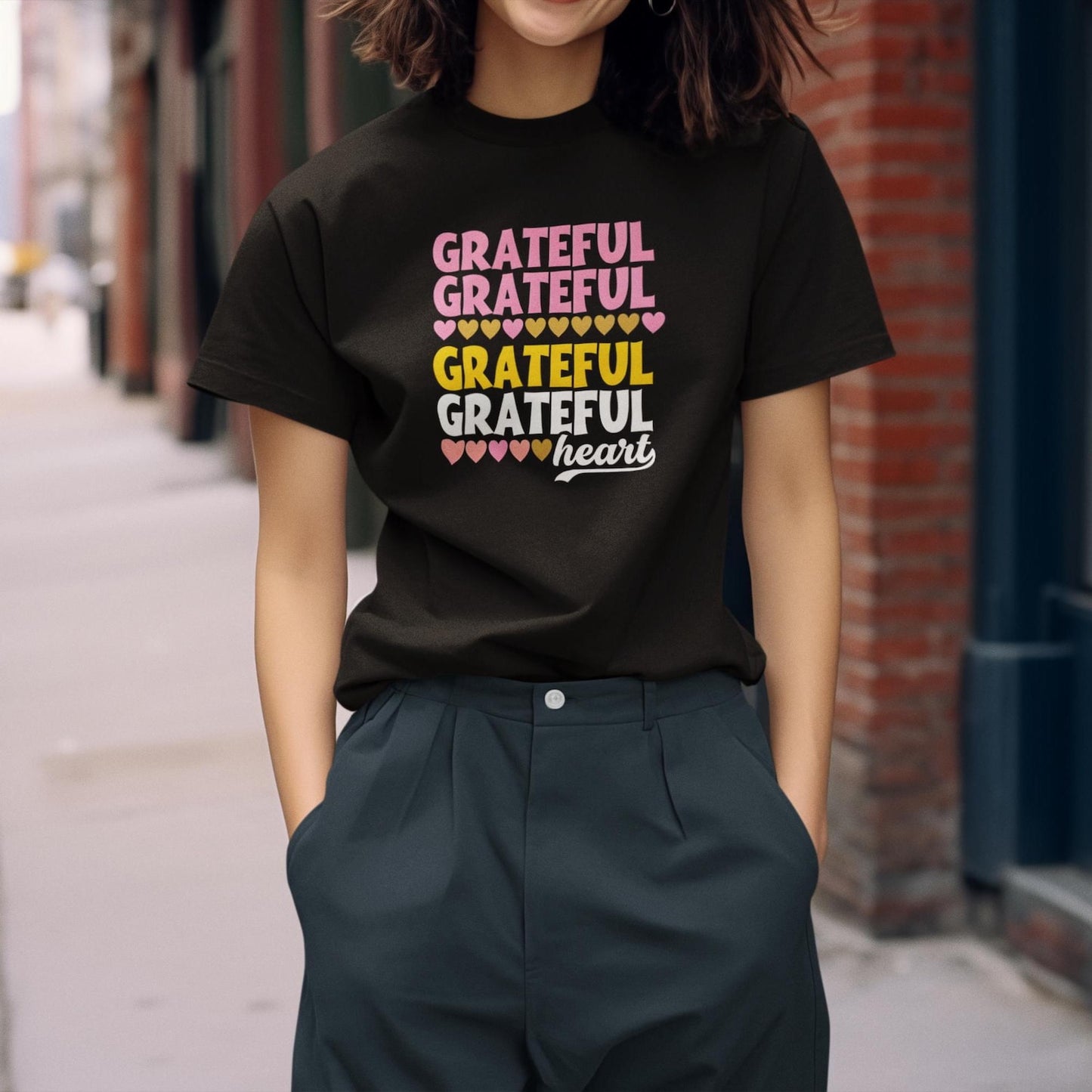 Grateful Heart Unisex Softstyle T-Shirt | Inspirational Positive Thankful Mindfulness Yoga Top Tee Gift