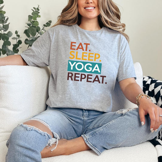 Eat Sleep Yoga T-Shirt | Women's Meditation Apparel Namaste Inspirational Zen Shirt