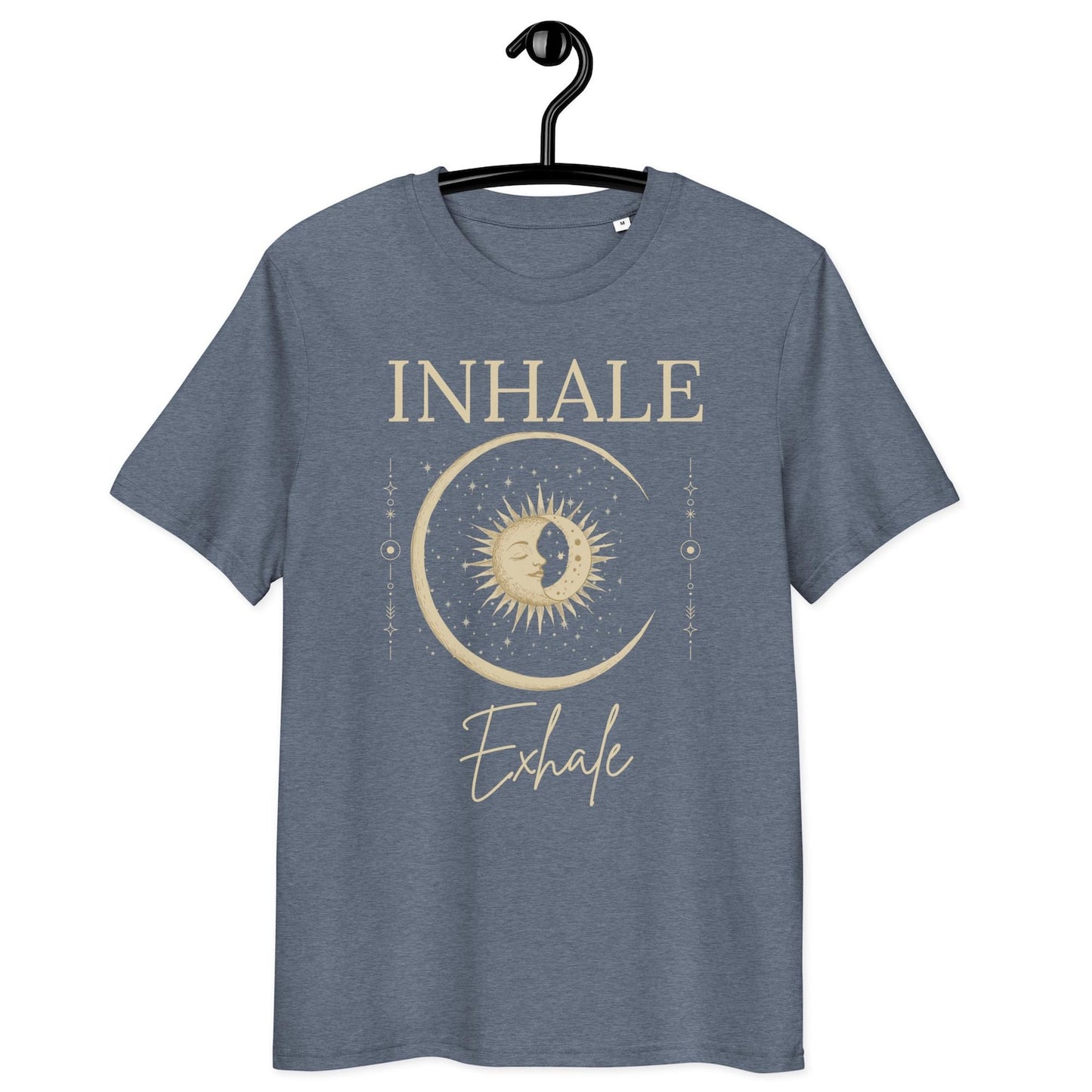 Inhale Exhale Organic Cotton T-Shirt, Spiritual Yoga Tee, Boho Moon and Sun Shirt, Meditation Mindfulness Tee,  Aesthetic Shirt,  Yoga Gifts