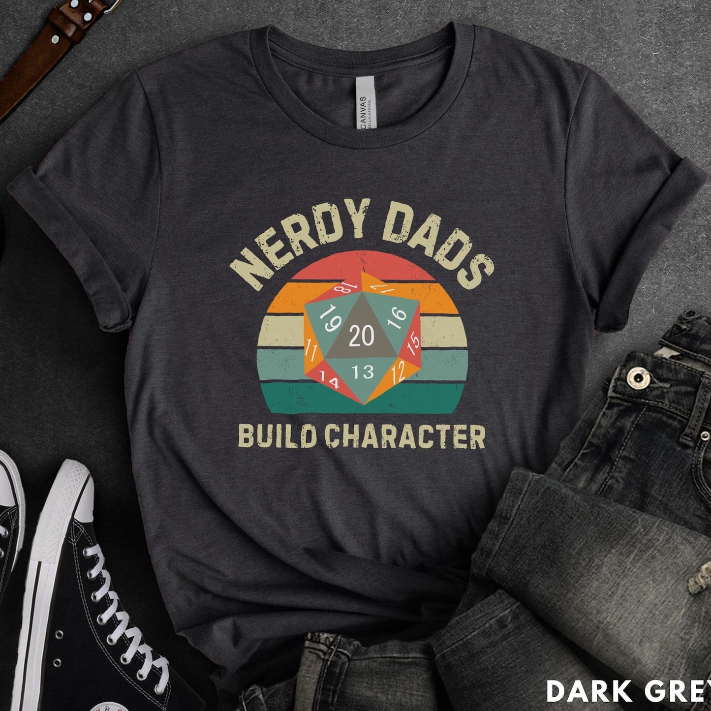 Retro D20 Dice T-Shirt | Nerdy Dad RPG Gamer Tee | Funny Father's Day Gift