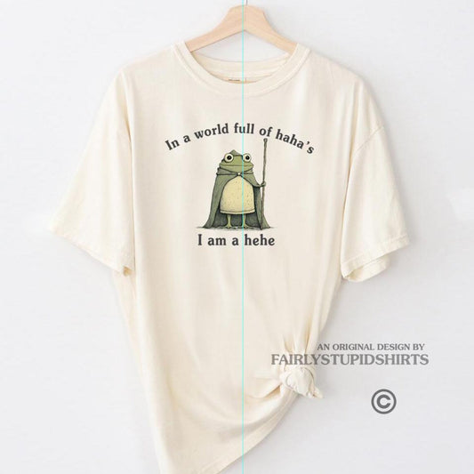 Comfort Colors Frog Hehe T-Shirt: Funny Weirdcore Meme Tee