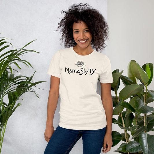 Namaslay T-Shirt | Funny Yoga Spiritual Empowerment Unisex Cotton Tee Attitude Tee