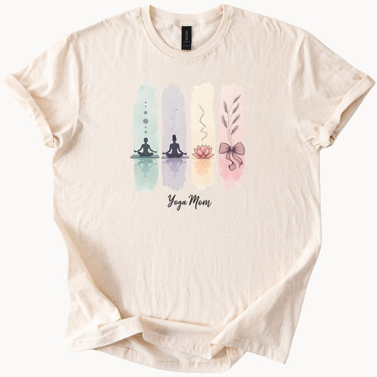 Yoga Mom T Shirt | Meditation Lotus Flower Graphic Zen Gift Her Tee