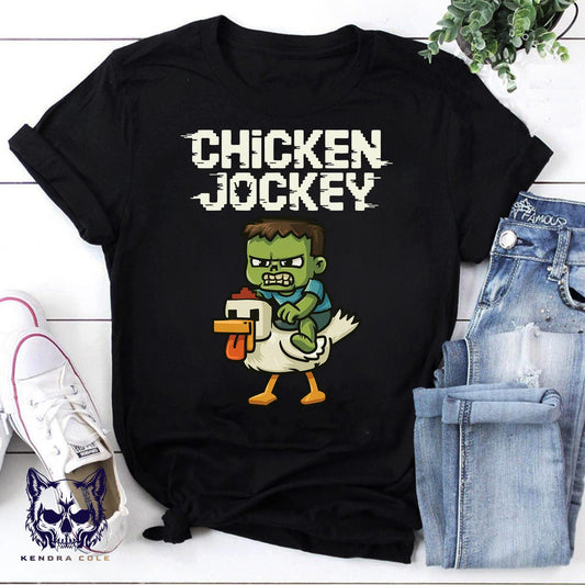 Chicken Jockey Bruh Vintage T-Shirt, Funny Game Character Shirt, Funny Gamer Shirt, Gaming Shirt, Funny Riding Chicken Shirt