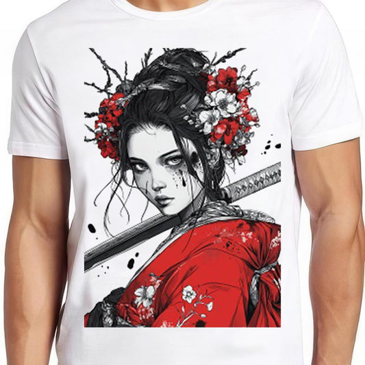 Mecha Geisha Japanese Art Drawing Cult Movie Japan Meme Gamer Samurai Cool Fashion Saying Top Gift Tee T Shirt 2416