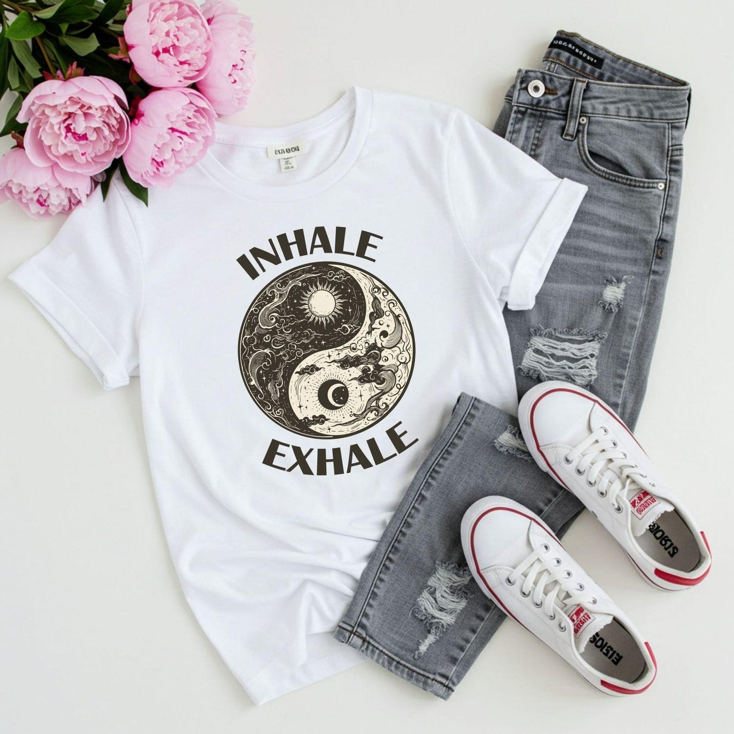 Inhale Exhale Yin Yang Shirt: Yoga Meditation T-Shirt for Harmony