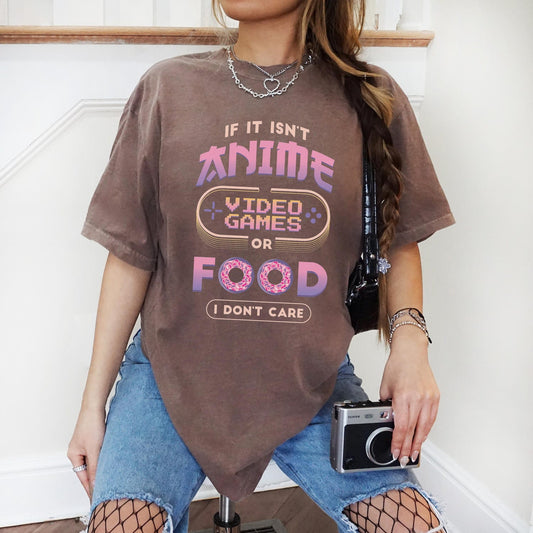Funny Anime and Gaming T-Shirt for Retro Gamers and Food Lovers Comfort Colors Nerdy Gamer Gift for Him or Her