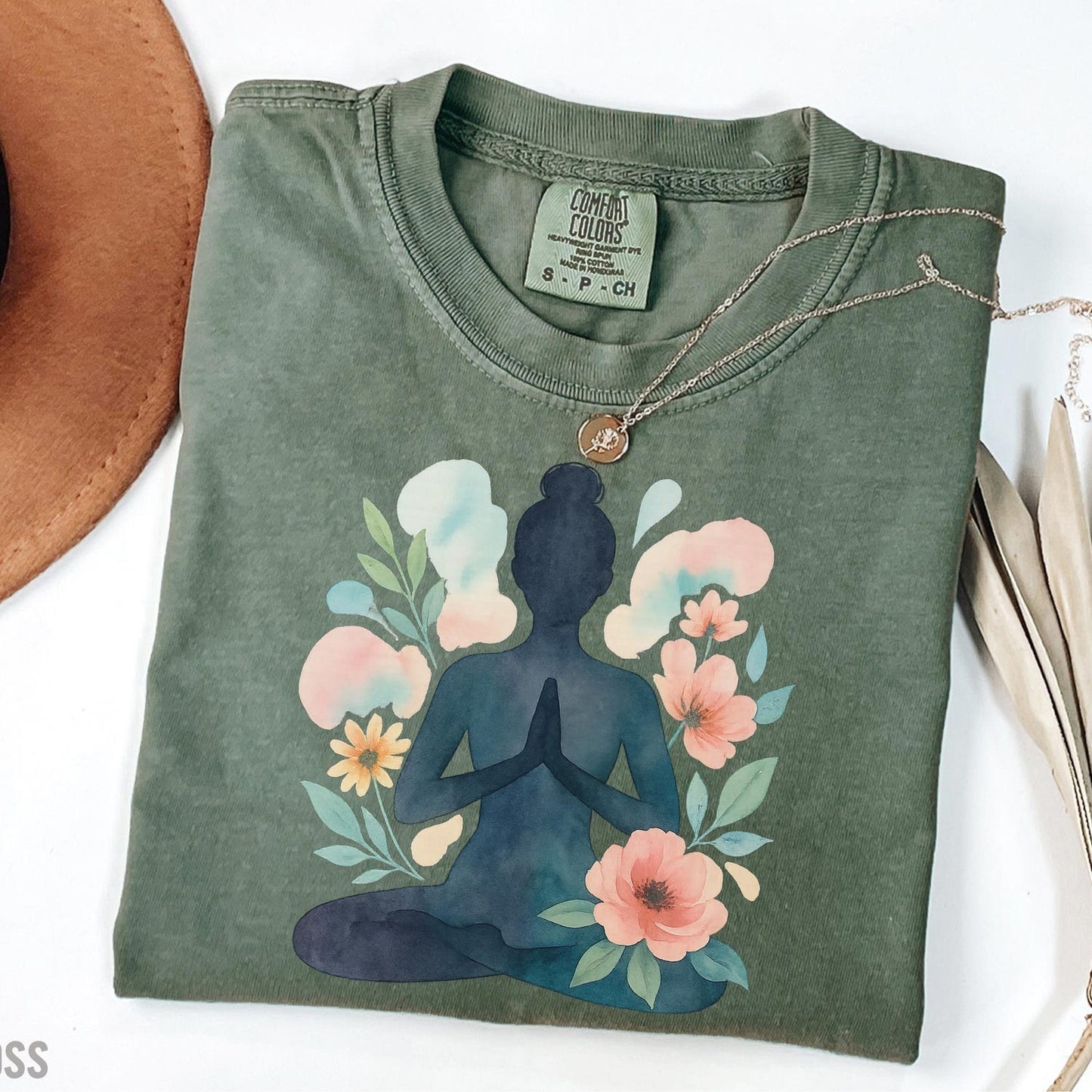 Yoga Comfort Colors Shirt: Floral Yoga Lover Tee for Meditation & Classes