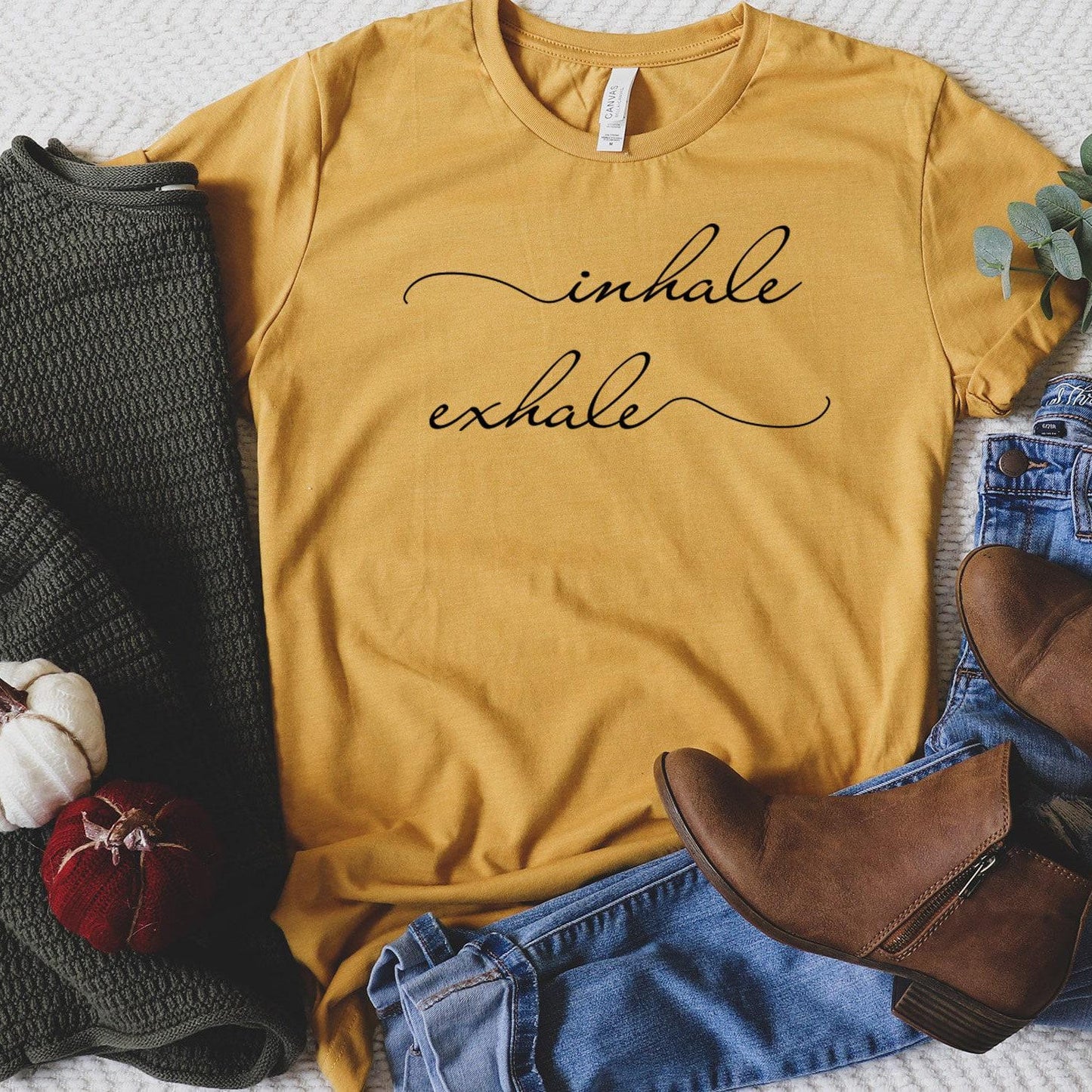 Inhale Exhale Shirt | Motivational Inspirational Positive Relax Cute Wellness Shirt Yoga Tee