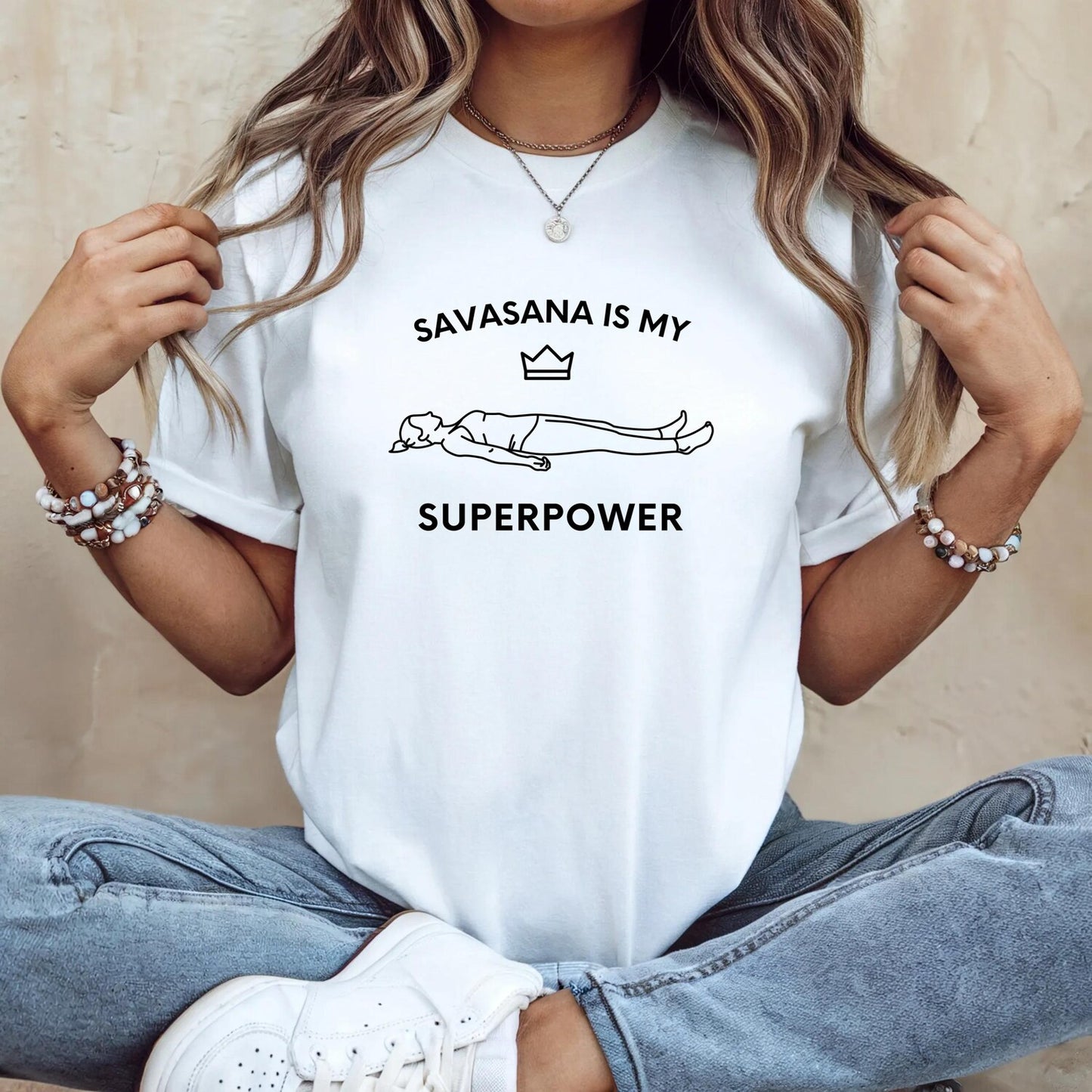 Yoga Superpower Women T-Shirt | Savasana Funny Quote Mom Yoga Lover Retreat Meditation Best Tee Enthusiast Gift Tee