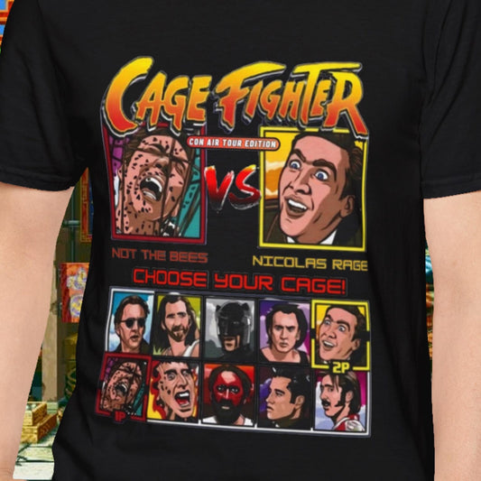 Nicolas Cage Cage Fighter T-Shirt | Retro Gaming Movie Tee | Funny Pop Culture Gift
