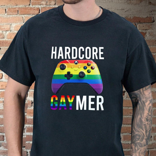 Gaymer Pride Unisex Tee, Offensive Gaming Shirt, Rainbow Flag Meme Controller Top, Funny Xbox PS4 T-Shirt, LGBT Gamer Gift
