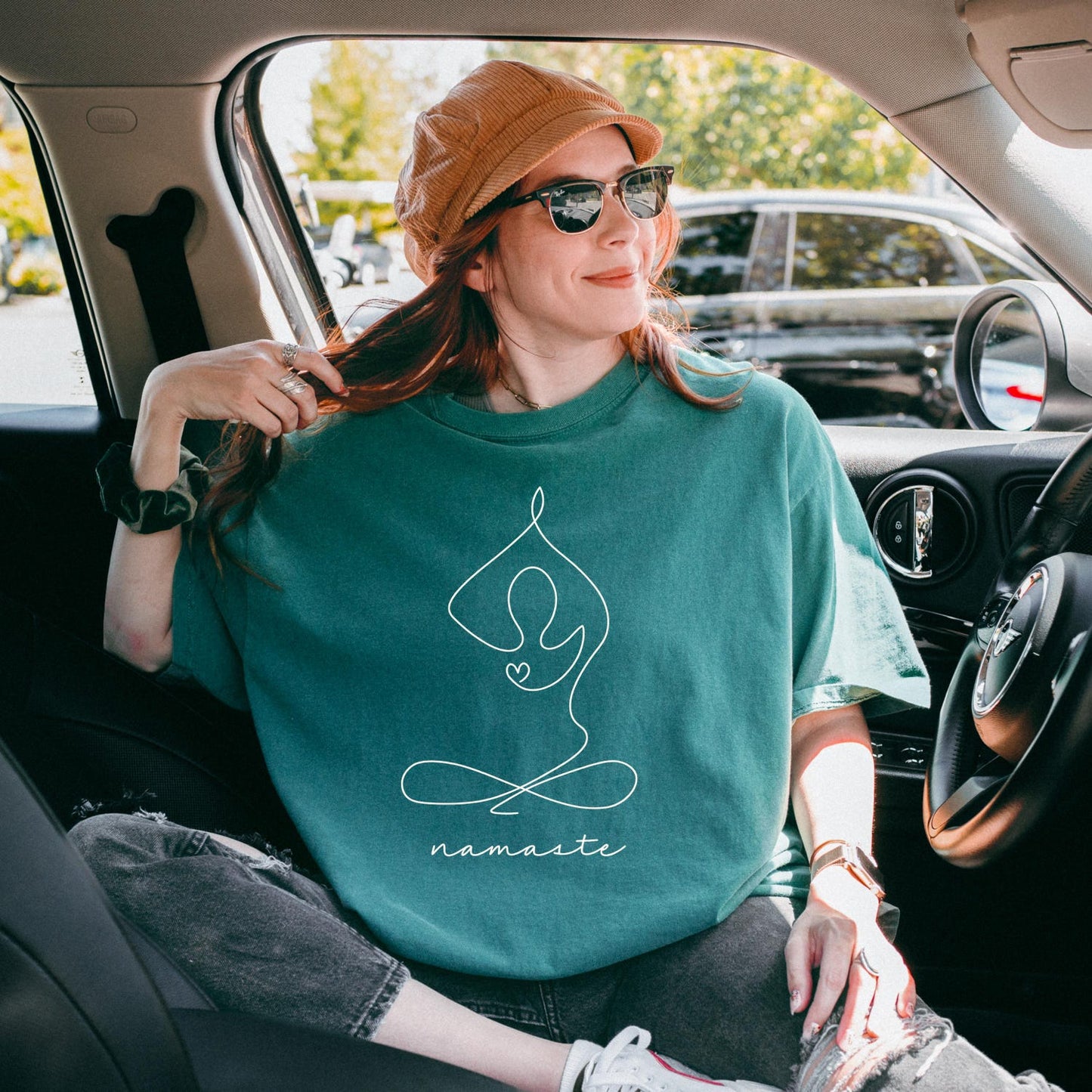 Namaste Line Art Yoga Shirt: Minimalist Pose Comfort Colors Tee, Mindful Meditation Gift