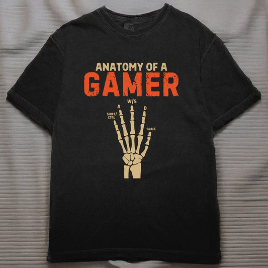 Gamer Hand Skeleton WASD T-Shirt | Funny PC Gaming Gift | Retro Keyboard Tee