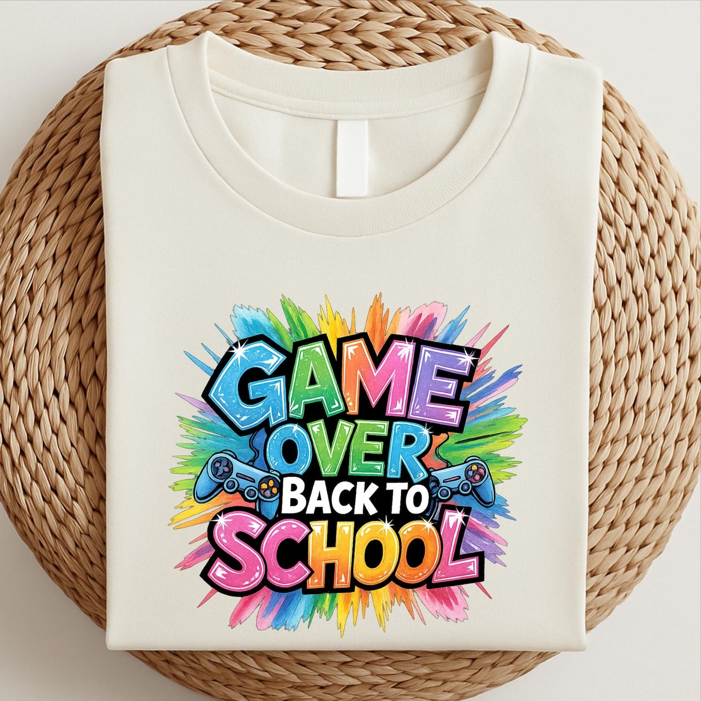 Game Over Back to School Gamer T-Shirt: Funny Kids School Tee