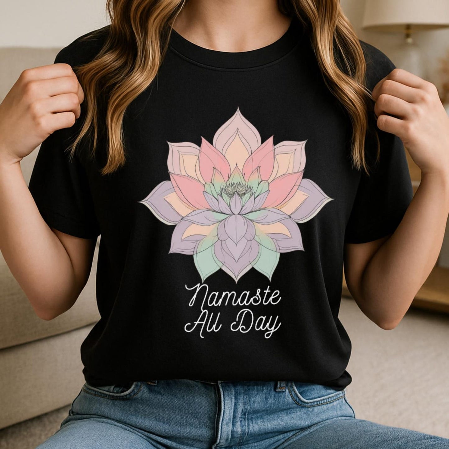 Lotus Flower Yoga T-Shirt | Pastel Boho Namaste Tee
