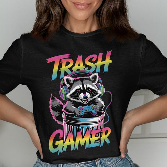 Trash Gamer T-Shirt | Cute Raccoon Gaming Tee | Funny Animal Shirt Gift