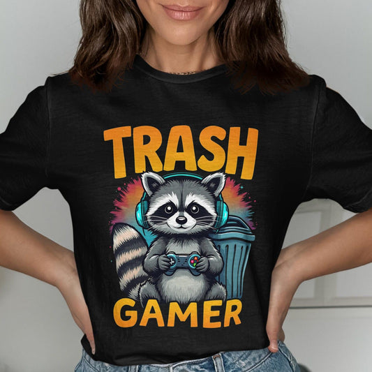 Trash Raccoon Gamer T-Shirt | Funny Graphic Tee | Retro Gaming Apparel