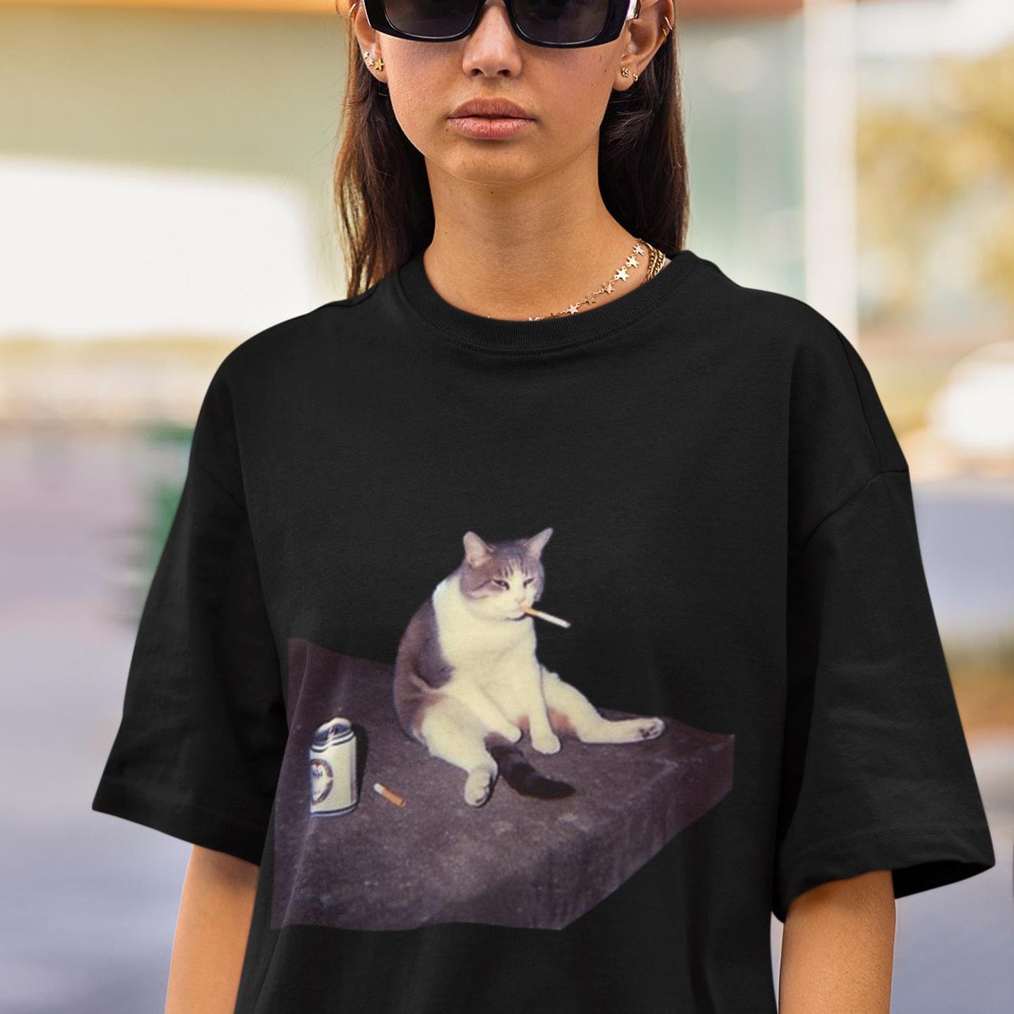 Smoking Cat Tshirt, Funny Cat Tee, Cat Tshirt, Cat with Cigarette, Cat With Beer, Cat Meme Shirt, Cat Lover Gift