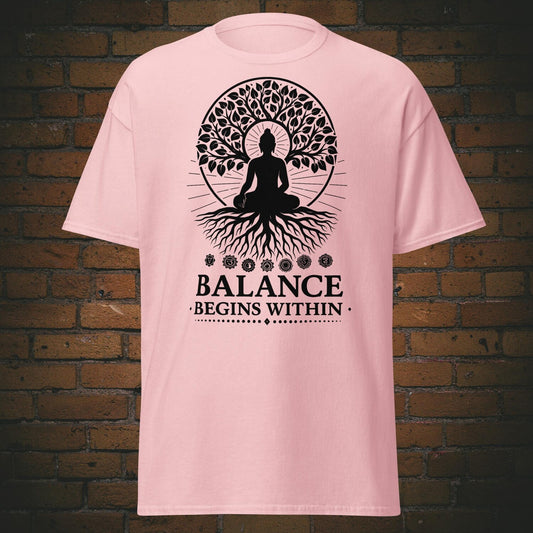 Balance Begins Within Shirt: Buddha Meditation Chakra T-Shirt for Inner Peace