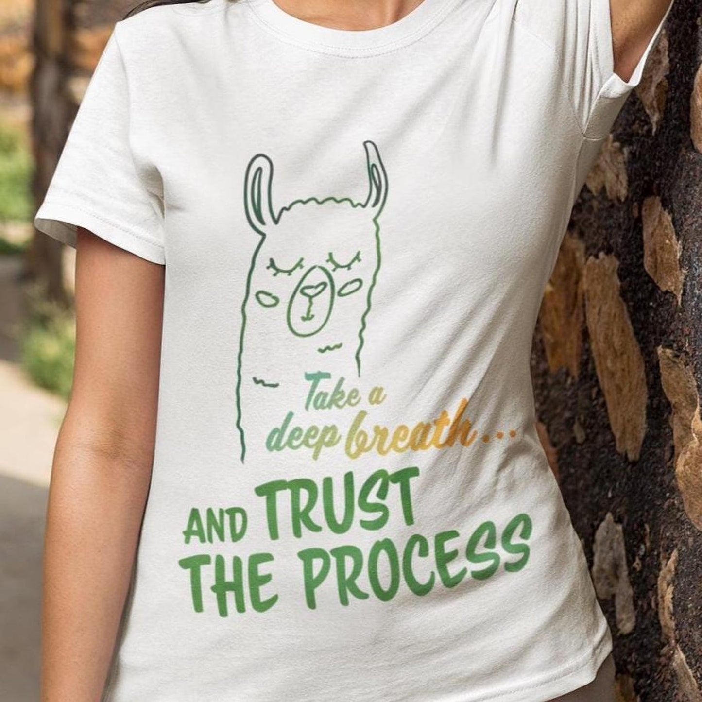 Take a Deep Breath Llama Shirt | Trust the Process Mindfulness Motivational Yoga Meditation Relaxation Gift Tee