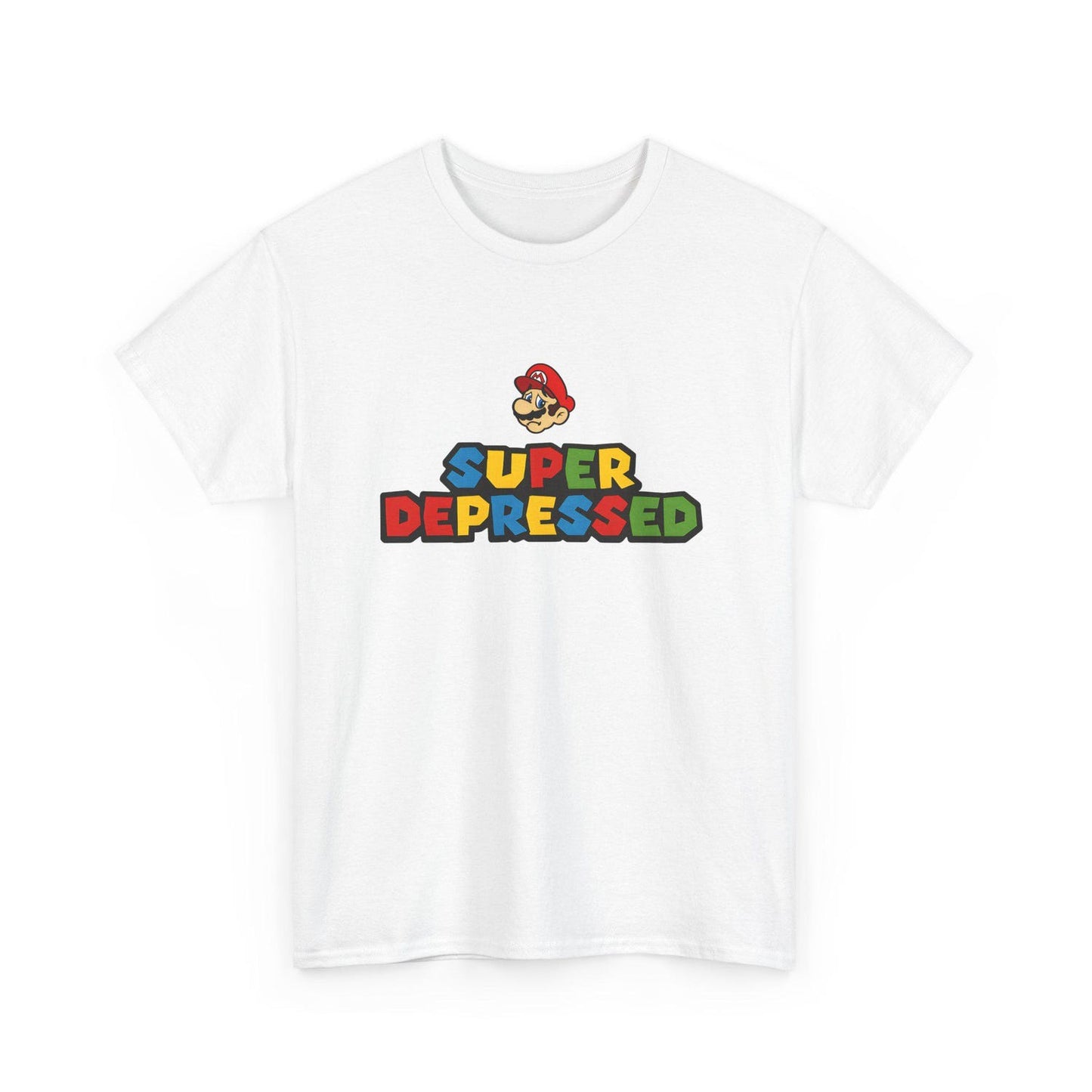 Unisex Super Depressed Shirt - Funny Sad Parody Gamer Tee - Sad Gamer Graphic T-Shirt - Retro Video Game Humor Tee - Meme Gift for Him & Her