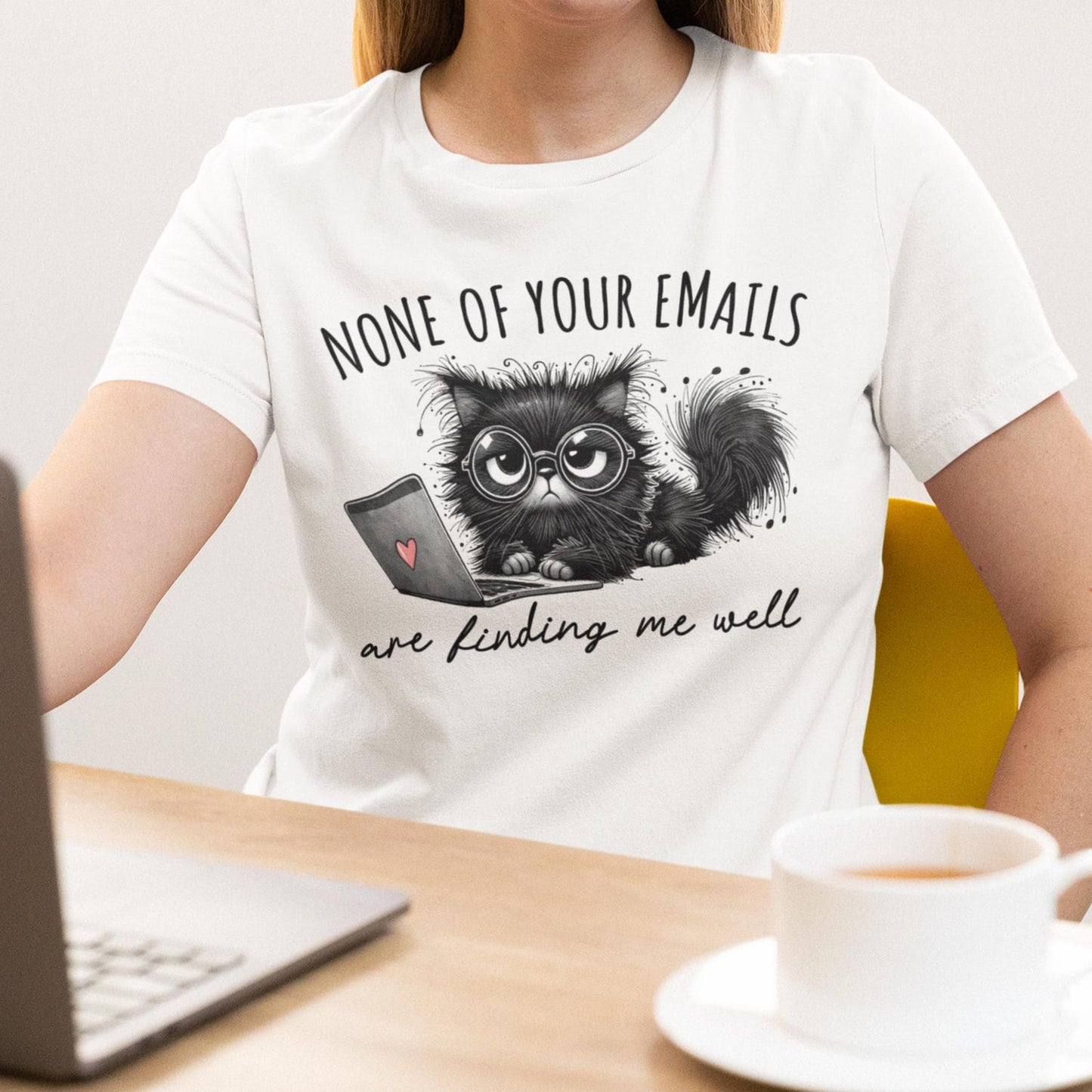 Funny Grumpy Cat Work From Home Shirt: Nerdy Remote Worker Tee