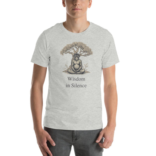 Wisdom In Silence T-Shirt | Zen Wise Monkey Meditation Buddhist Calm Nature Shirt Gift