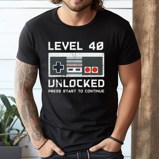 40th Birthday Gift, Retro Gamer Shirt 40 Year Old Forty Birthday Gift Level 40 Unlocked Gamer T-Shirt, Sweatshirt, Hoodie, Tote Bag - 255940
