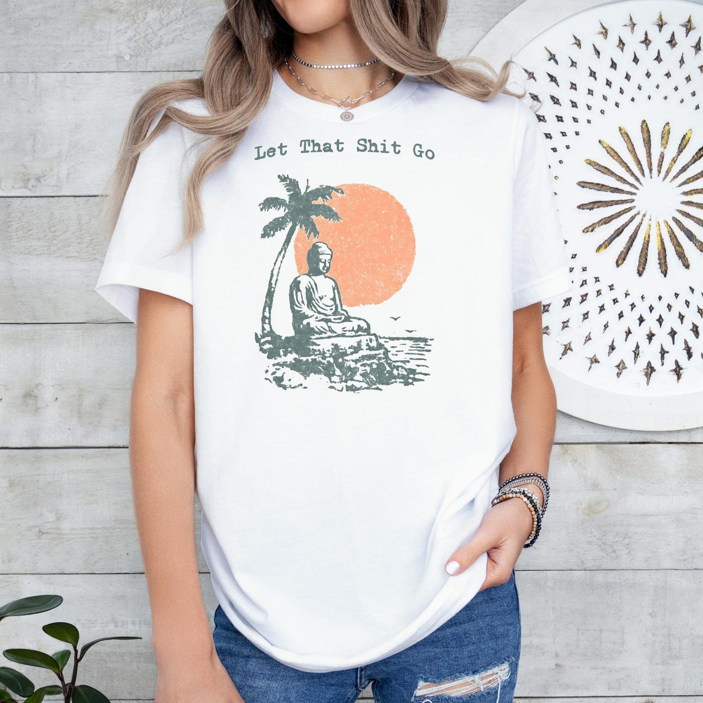 Let That Shit Go Shirt: Funny Buddha Motivational Gift, Yoga Tee Meditation Shirt