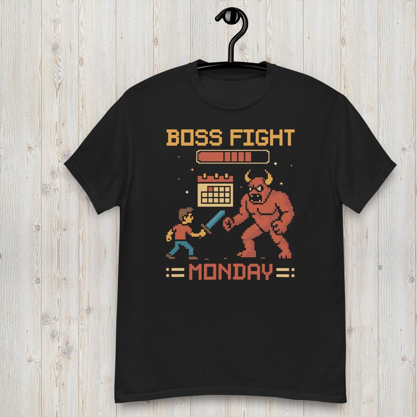Boss Fight: Monday Hoodie – Funny Gamer T-Shirt – Gaming Humor Gift