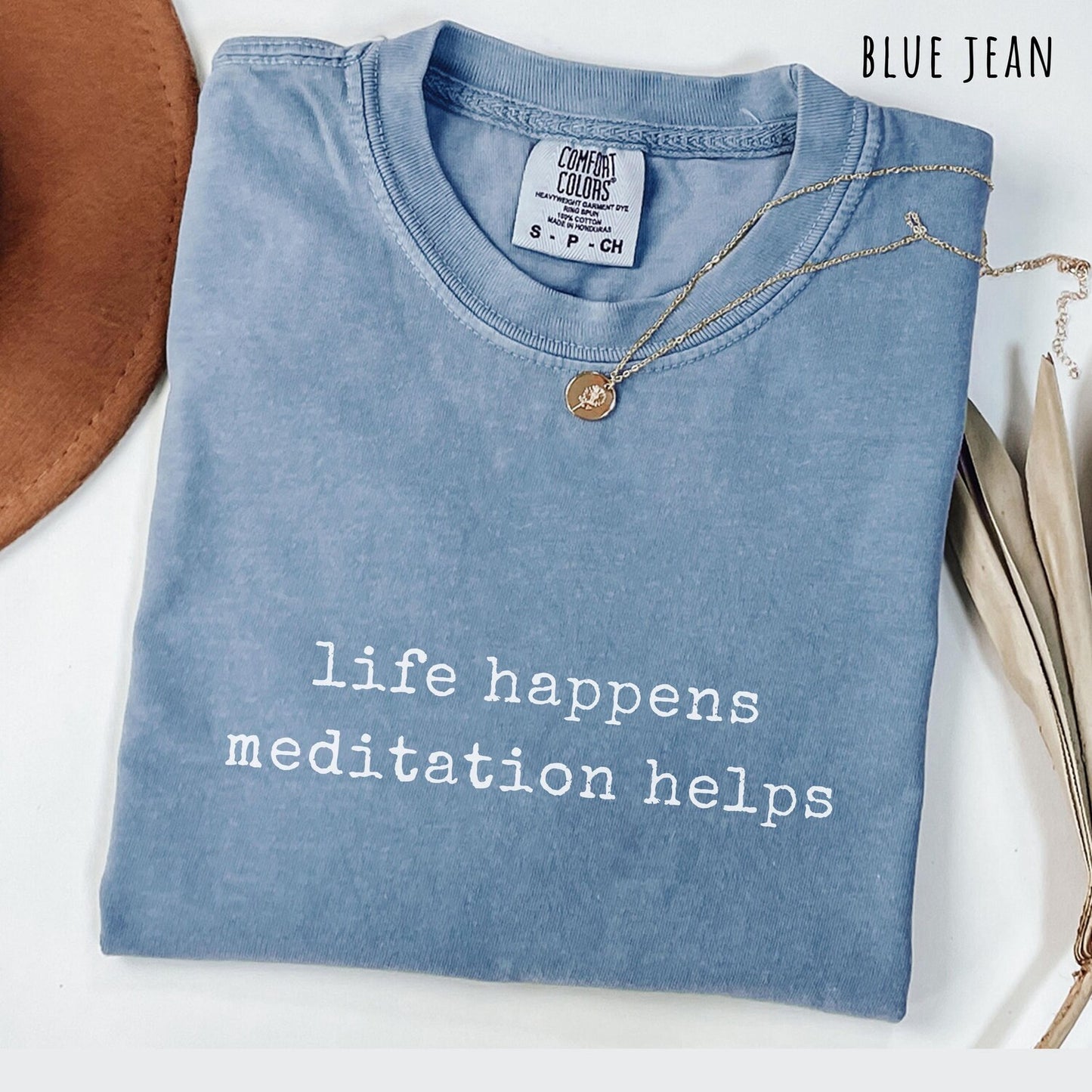 Meditation shirt life happens meditation happens tshirt funny yoga t shirt hoodie mindfulness spiritual gift for meditator sweatshirt