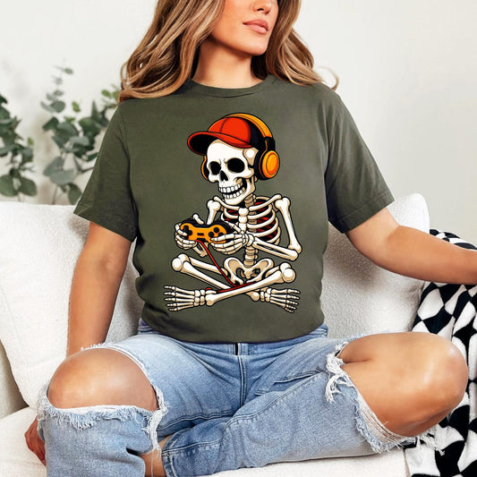 Halloween T-Shirt Halloween Skeleton Gamer T-Shirt funny skeleton shirt Sarcastic Shirt Video Games Lover Halloween T-Shirt