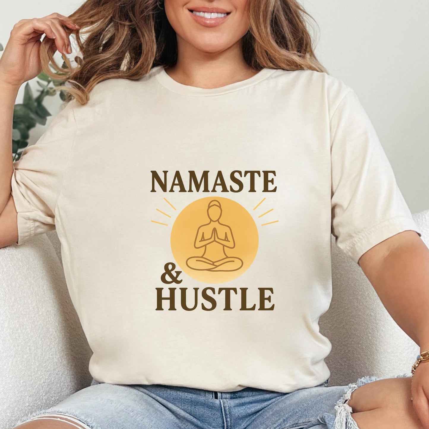 Namaste & Hustle Shirt: Yoga Instructor Mindful Fitness Spiritual Motivation Tee