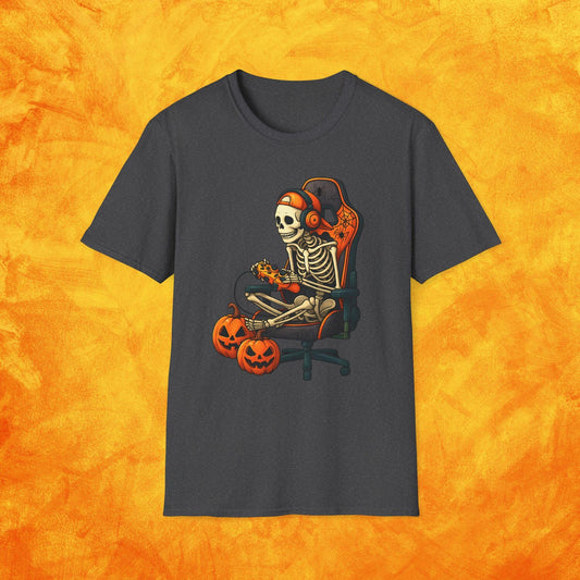 Halloween Gamer Skeleton T-Shirt: Spooky Video Game Tee